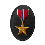 Bronze Metal Star Ribbon Military Iron-On Patch